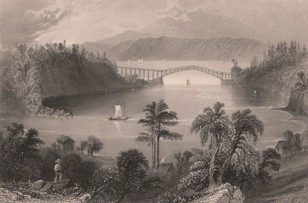 CANADA. Bridge at the mouth of the Chaudière River, Lévis. Canada. BARTLETT 1842